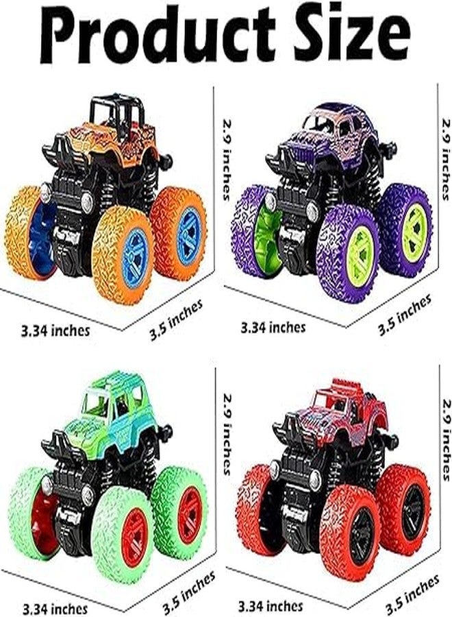 بيبي جو مجموعة شاحنات BabyGo Mini Monster Friction Power Truck، قطعتان، للأطفال من عمر 3 إلى 8 سنوات | سيارة انزلاقية 360 درجة | ادفعها وانطلق للأمام | سيارة لعبة للطرق الوعرة | أفضل هدية عيد ميلاد للأطفال الرضع من الجنسين. (متعددة الألوان) (مجموعة من 4 قطع) - Image 2